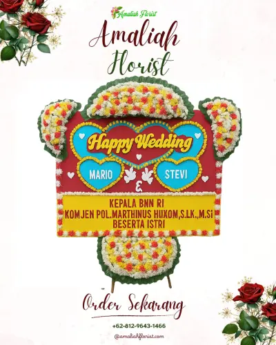 Karangan Papan Bunga Pernikahan di Sapta Marga